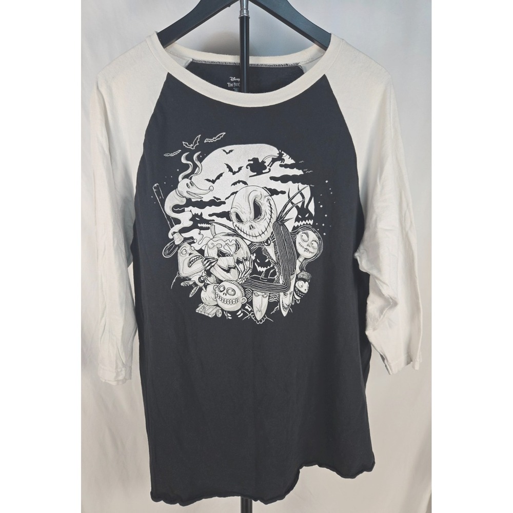 Nightmare Before Christmas Mens XL Baseball Tee Jack Skellington Sally Disney